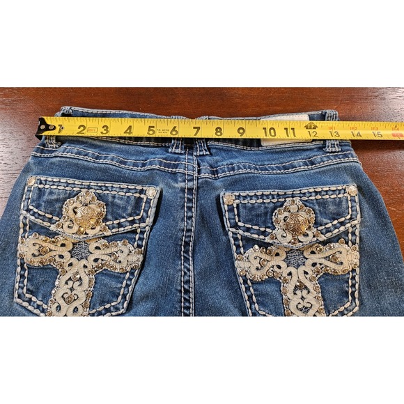 Jack David Women's‎ Blue Jeans with Embellished Pockets Size 9 inseam 31" - Picture 6 of 7